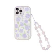 Coque de téléphone portable Temperament Rose compatible avec iPhone 18 Pro Max, iPhone 16, iPhone 15, iPhone 17, iPhone 12, iPhone 8, iPhone 14, transparente et avec chaîne.
