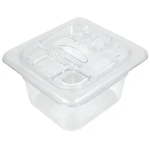 1/6 Gastronomyフライパンプラスチック透明フリップ蓋カバーホテルパン食品容器