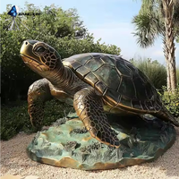 Ocean Series-Sculpture de tortue de mer en bronze réaliste avec coquille texturée pour stations balnéaires (installation artistique résistante aux intempéries)