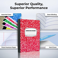 Carnet de composition ligné large Rosmonde personnalisable, lot de 12, couleurs assorties, couverture rigide, 200 pages, 9-3/4"x7-1/2"
