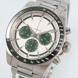 นาฬิกาสปอร์ตสไตล์ 835 รุ่น Three-eye Chronograph Automatic Watch R71 สำหรับผู้ชาย พร้อม Tachymeter ตัวเรือนสแตนเลสสตีล ขอบหน้าปัดสีน้ำเงิน สายนาฬิกาแบบ Bracelet - Product Image 2