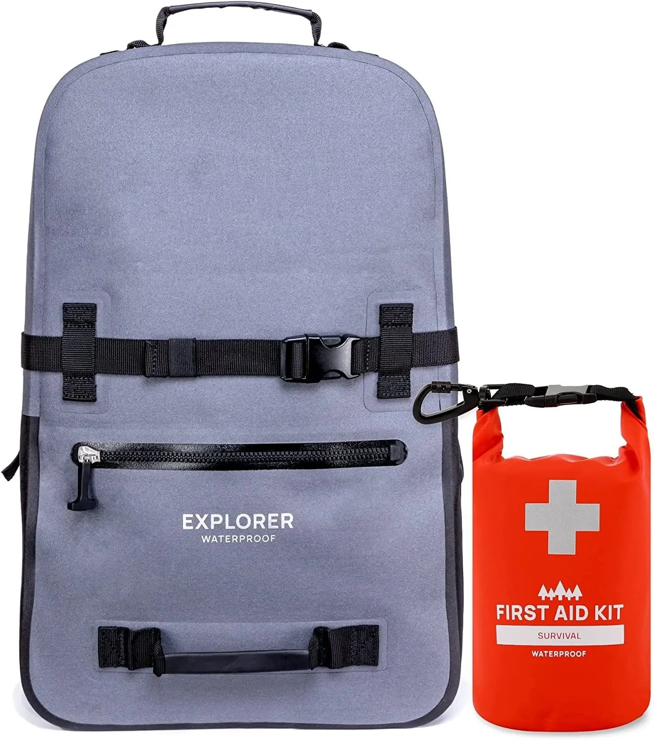 Breakwater Supply Waterproof Backpack and Waterproof First Aid Survival Kit Bundle Dry Bag