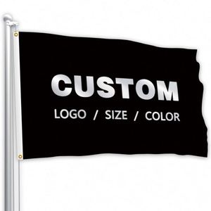 Factory Wholesale 100D Polyester Digital Printing Good Quality Black Custom Flags <b>Banners</b> - Product Image 5