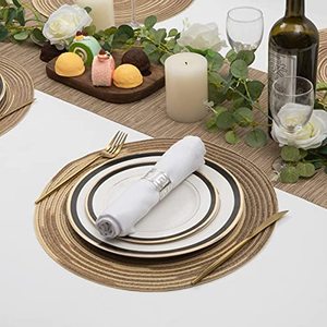 <span class=keywords><strong>Tovagliette</strong></span> rotonde <span class=keywords><strong>Set</strong></span> di 6 <span class=keywords><strong>tovagliette</strong></span> lavabili da 15 pollici variegate intrecciate <span class=keywords><strong>tovagliette</strong></span> da cucina - Product Image 3