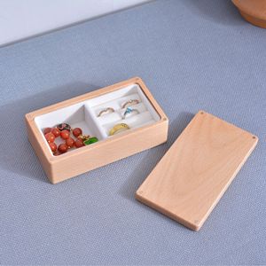 Solid Wood Minimalist Jewelry Box Rectangle Portable <b>Storage</b> For <b>Rings</b> Earrings Necklaces Jewelry - Product Image 1
