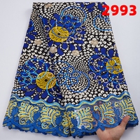 Dentelle africaine cirée 2022 avec broderie de sequins, tissu imprimé africain ciré pour robe de mariée 2993