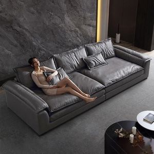 Italian Style Fabric <b>Sofa</b> Straight Line Three Seater Modern Minimalist Upholstered Foam Filling Living Room Furniture - Product Image 2