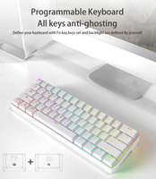 Putih Kablosuz Klavye Laptop Notebook PC BT Nirkabel RGB Gaming DK61 Mekanik 60% Keyboard untuk Ponsel Android