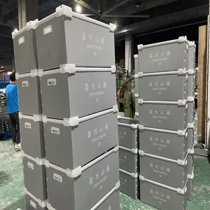 Grey foldable PP corrugated plastics hollow plate turnover skeleton boxes with plastic edge