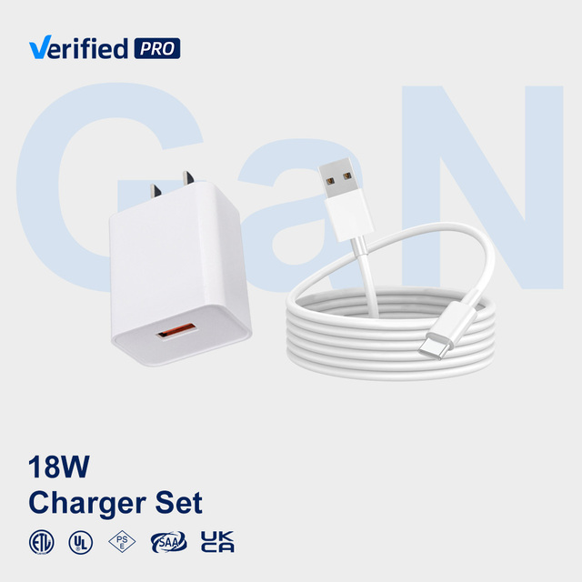 TKT 18W Universal Portable USB Wall Charger Power Adapter USB-A to Type-C Fast Charging and Data Sync Cable Kit Charger Set
