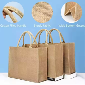 Sacs de courses écologiques en toile de jute grande taille avec logo personnalisé imprimé pour supermarchés et épiceries - Product Image 6