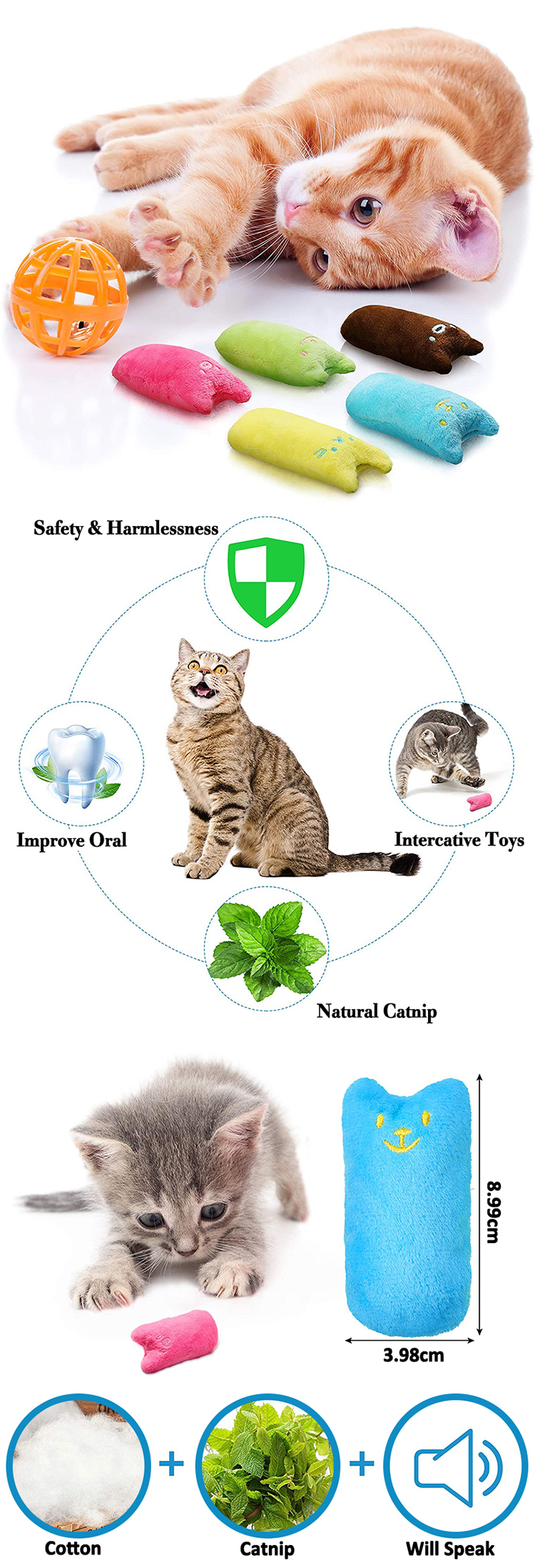 wholesale catnip toy bite resistant catnip filled cartoon teething mice cat chew toy for entertaining
