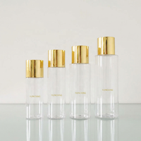 Flacon Vide Blanc en Plastique PET Transparent pour Tonique Visage avec Bouchon Doré, Tailles Disponibles : 100ml, 120ml, 150ml, 200ml, 250ml, 500ml, pour Masque Facial et Lotion