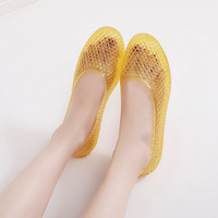 Sandales plates pour femmes, style ballerine en gelée, bout rond fermé, ajourées, à enfiler, chaussures d'été décontractées pour la plage, confortables, légères et antidérapantes