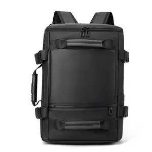 حقيبة ظهر رجالي محمولة عالية الجودة من جلد البولي يوريثان بتصميم أنيق وبسيط مضادة للماء وللكمبيوتر المحمول