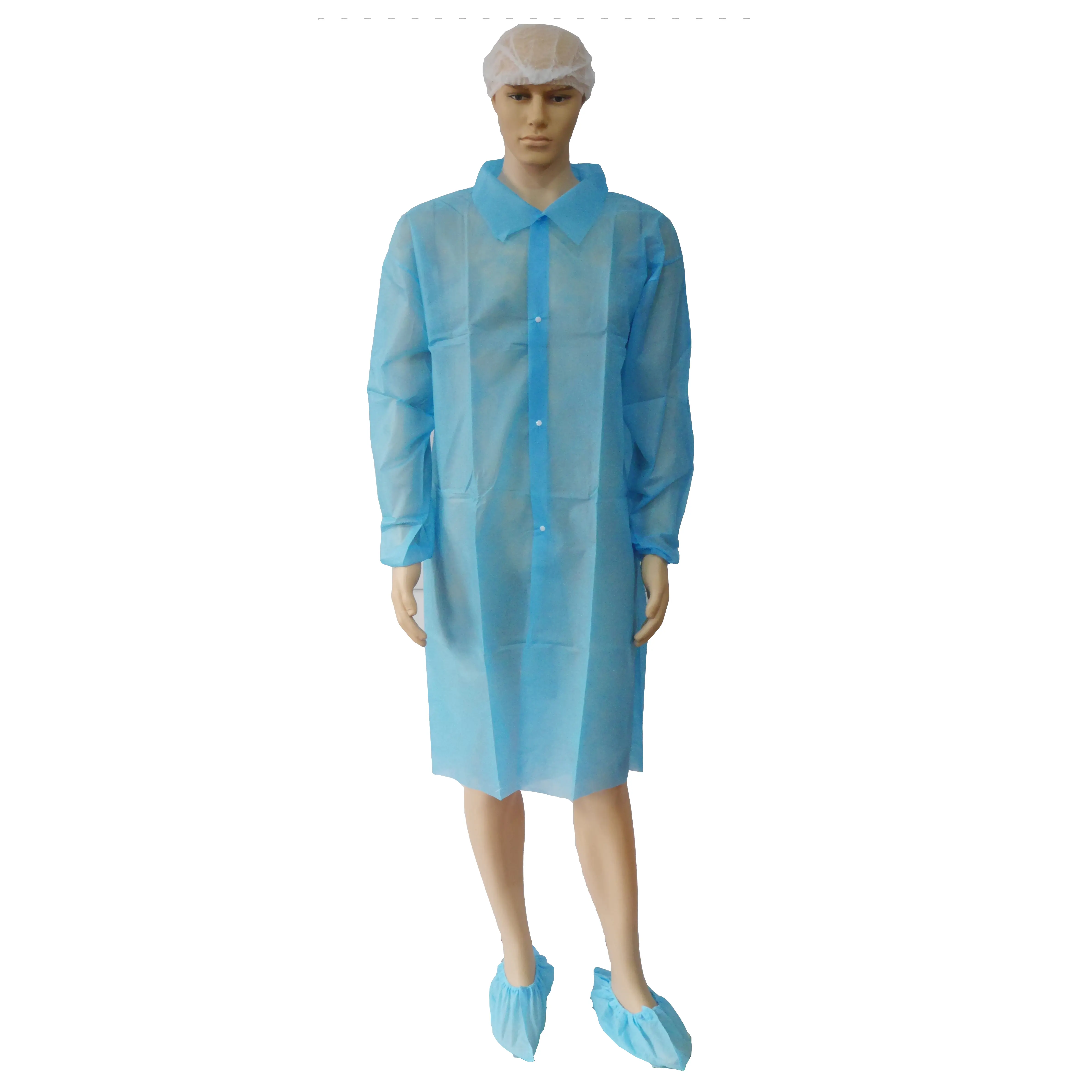 Waterproof Dustproof Lab Coat Disposable Protective PP SMS Lab Coat Work Wear