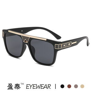 Lunettes de soleil Yingtai Eyewear, monture carrée, plastique marron, métal, UV400, unisexe - Product Image 5