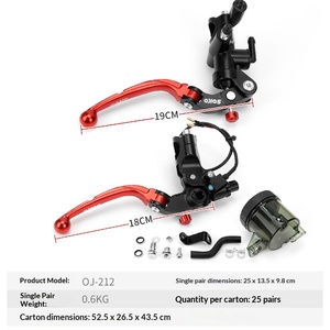 Levier de frein hydraulique pour moto en alliage d'aluminium avec poignée réglable rouge - Product Image 2
