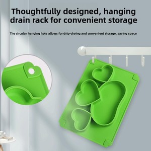 Vente directe usine : Ensemble d'alimentation pour enfants en silicone – <span class=keywords><strong>Assiette</strong></span> et bol à ventouse intégrés, incassables et compartimentés pour bébés - Product Image 3