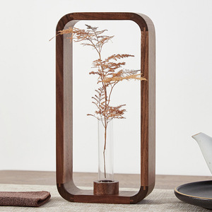 Vase en verre en bois <span class=keywords><strong>de</strong></span> noyer <span class=keywords><strong>de</strong></span> haute qualité, vase en tube à essai, vase pour plantes hydrophiles, porte-plantes pour la décoration <span class=keywords><strong>de</strong></span> la maison - Product Image 3