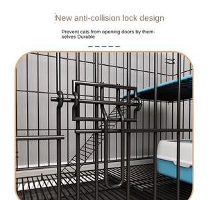 Cage pliable en bois et acier, très grande, plateau en fer pratique avec fermeture à bouton pour villa intérieure, chats et chiens. - Product Image 3