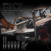 Kit de Microphones Batterie Filaire Dynamique Professionnel, Diagramme Polaire Cardioïde pour Grosse Caisse, Caisse Claire, Toms/Cymbales et Voix