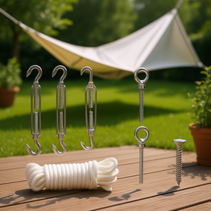 Ensemble d'accessoires pour voile d'ombrage en acier inoxydable, 9 pièces, pour ombrage extérieur, avec corde et matériel - Product Image 2