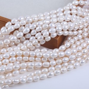 Perlas de Agua Dulce Naturales Hechas a Mano en Zhuji, de 9-10 mm, Forma de Metro, para Joyería DIY, Accesorios para Collares, Perlas Sueltas con Orificio, Tipo Arroz - Product Image 2