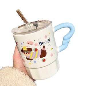 Nouvelle tasse en céramique grande capacité pour l'été avec couvercle et paille - Coffret cadeau avec boîte et paille - Product Image 5