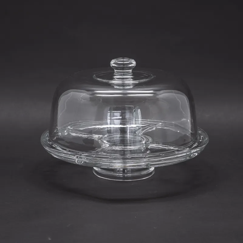 wholesale 6 IN 1 glass cake plate stand dome cover dessert table display stand