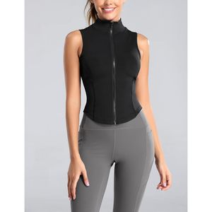 FOXA Women's Sleeveless Full Zip Yoga Vest Crop Top <b>Workout</b> Gym <b>Jacket</b> Active Stretch Breathable Sweat Wicking Quick Dry - Product Image 3