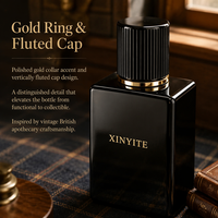 Botol Parfum Kaca Kotak Hitam Matte 30ml 50ml 100ml Botol Semprot Isi Ulang Mewah Kosong Dengan Tutup Berlapis Emas untuk Pria