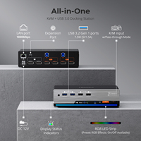 TESmart DP 1,4 Dual 8K 60Hz Conmutador KVM Displayport para 2 uds. y 2 monitores Compatible con archivos de arrastrar y soltar