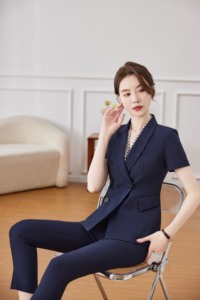 Ensemble de tailleur pour femme Yilong à manches courtes pour directrice d'hôtel, uniforme de réception, tenue de travail de bureau d'été - Product Image 4