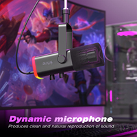 Microphone de jeu RGB Fifine AM8T avec bras articulé, micro USB filaire pour PC, micro de streaming, micro XLR pour podcast avec support réglable