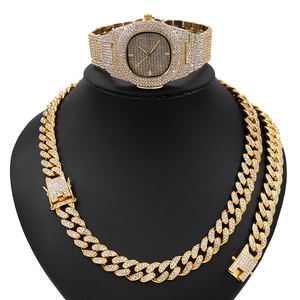 Yulaili tendencias joyería Vintage chapado en oro joyería reloj conjunto no se decolora cadena <span class=keywords><strong>cubana</strong></span> moda <span class=keywords><strong>mujer</strong></span> fiesta <span class=keywords><strong>disfraz</strong></span> accesorios regalo - Product Image 5