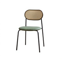 Chaises de salle à manger en osier avec revêtement en cuir, design moderne minimaliste multifonctionnel pour salon, chambre à coucher, balcon