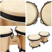 Gelsonlab HS-4BS Bongo Drum Set, 2 Sets Percussion Instrument, FSC Wood and Metal Drum for Kids Adults Beginners
