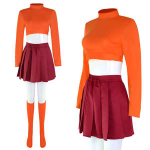 Disfraz de Halloween para Mujer, Disfraz de Cosplay con Peluca, Disfraz de Anime de <span class=keywords><strong>Velma</strong></span>, Disfraz de Personaje de Película, Uniforme Naranja - Product Image 2