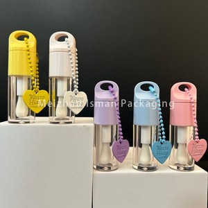 ISMAN Tube de brillant à <span class=keywords><strong>lèvres</strong></span> transparent mignon avec porte-clés pour enfants, 4 ml, personnalisable, vide, avec grand applicateur - Product Image 2