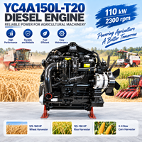 Moteur diesel turbocompressé refroidi par eau SCDC Yuchai YC4A150L-T20 110 kW 2300 tr/min pour moissonneuse-batteuse de blé de 125 à 160 CV