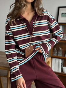 Sexy Elegant Oversized Polo Women Loose Sleeve Button up Lapel Pullover Fashion Lazy Style <strong>Jumper</strong> - Product Image 5