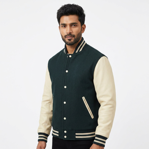 Fashion Bomber Varsity <b>Baseball</b> <b>Jacket</b> <b>Men</b> Leather Sleeve Polyester <b>Baseball</b> <b>Jacket</b> Oversize Customized <b>Baseball</b> <b>Jacket</b> OEM - Product Image 1