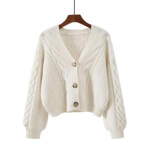 Casaco Curto de Moda 2026 com Decote em V e Suéter Solto com Tranças para Mulheres no Outono e Inverno - Product Image 2