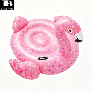 Flotteur gonflable géant flamant rose robuste, île flottante à chevaucher, matelas aquatique pour fête estivale à la plage - Product Image 5