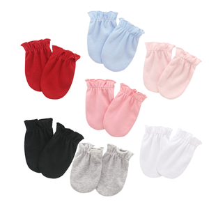 Găng Tay Chống Trầy xước cho bé Miệng đàn hồi màu rắn cotton sơ sinh mỏng chống ăn mềm mại thân thiện với da - Product Image 1