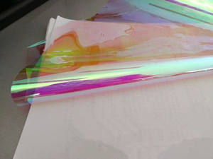 RG irisé dichroïque arc-en-ciel coloré holographique stratification Film rouleau <span class=keywords><strong>feuille</strong></span> pour faire cosmétique/sac à main tissu chaussures émail - Product Image 4