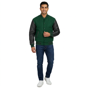 New Arrival High Quality Customized Canvas <b>Baseball</b> Custom Embroidery Front Varsity College Stand <b>Baseball</b> <b>Jacket</b> <b>Men</b> Breathable - Product Image 1