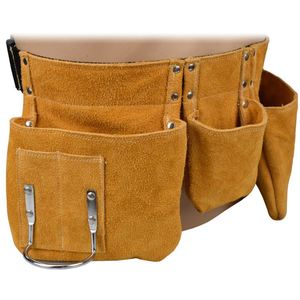 Custom Genuine Leather Tool Belt Bag Buckle Closure 8-11 Compartments Durable Multi-Functional Construction Tool <b>Pouch</b> for <b>Men</b> - Product Image 2