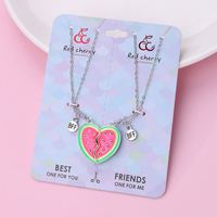 Collier pendentif cœur magnétique en forme de pastèque avec breloque en émail pour couples, meilleurs amis pour toujours, collier BFF pour enfants